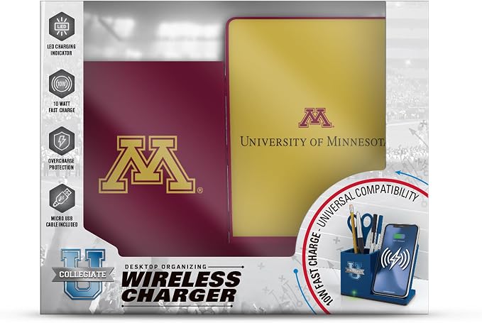 SOAR NCAA Unisex Wireless Charging Stand with Desktop Organizer