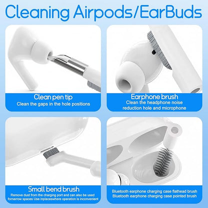 Keyboard Cleaning Kit Laptop Cleaner, All-in-1 Multi-Function Electronic Cleaner Kit, Screen Spray Cleaning Brush Tool PC Accessories for iPhone iPad MacBook Earbud Camera Monitor Computer (White)