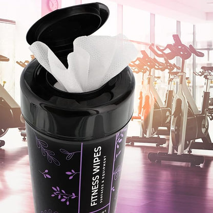 Wipex Yoga Mat Cleaner & Fitness Wipes - Natural Lavender & Vinegar Gym Equipment Cleaner - 75 Gym Wipes to Clean Yoga Mats, Spinning & Peloton Bikes, Weight Machines & Surfaces