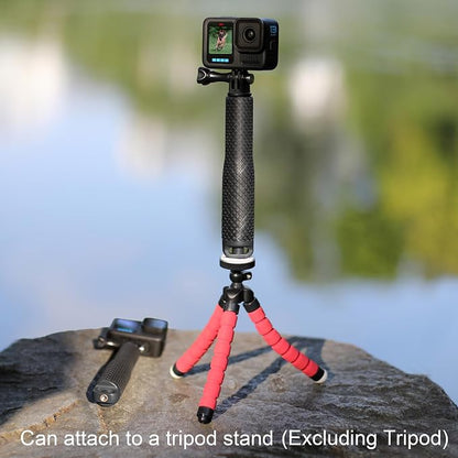 GEPULY Short Selfie Stick Pole Waterproof Hand Grip Adjustable Underwater Monopod for GoPro Hero 13 12 11 10 9 8 7 6 5 AKASO DJI OSMO 6 5 Pro Action Camera Black
