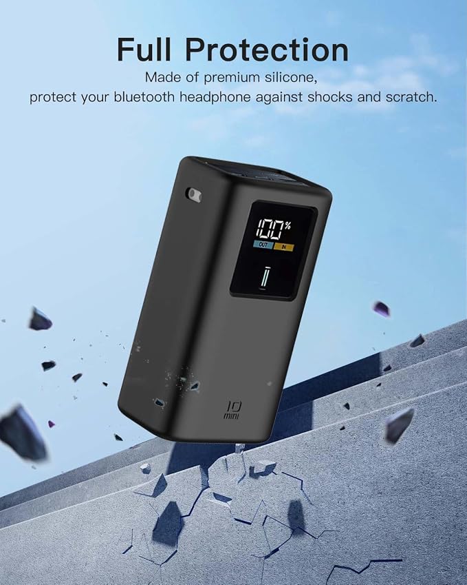 Silicone Case for CUKTECH 10 Mini Power Bank (10000mAh 55W) Full-Body Protective Cover for CUKTECH 10 Mini Portable Charger,Precise Port Cutouts (Case Only) Black