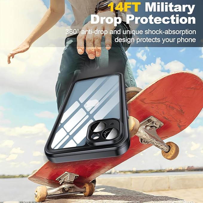 for iPhone 15 Plus Case Waterproof - Built-in Privacy Screen Protector & HD Screen Protector [IP68 Underwater] Shockproof Dustproof Full Body Protection iPhone 15 Plus Phone Case Blue