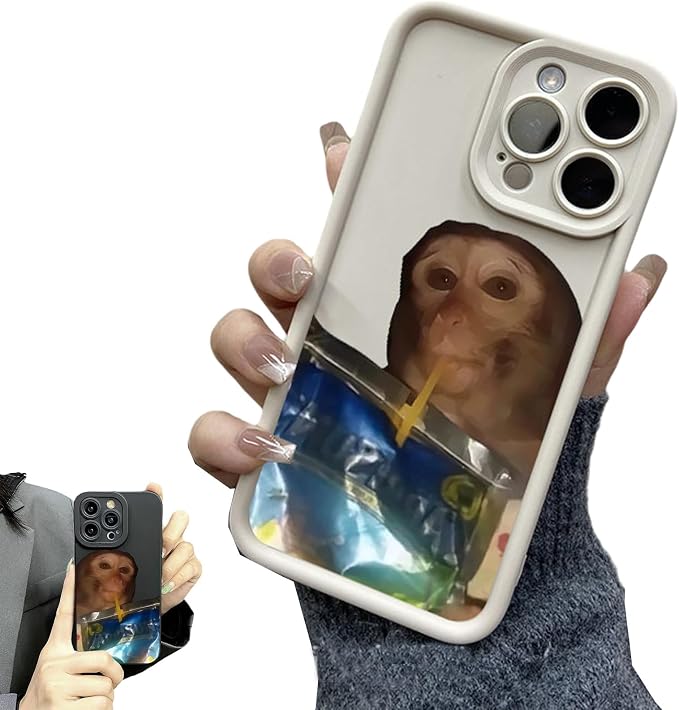 Monkey Phone Case, Funny Monkey Phone Case, All-Inclusived Shockproof TPU Clear Protective Cover, Funny Phone Cases for iPhone 16/15/14/13 Promax (White-2,16promax)