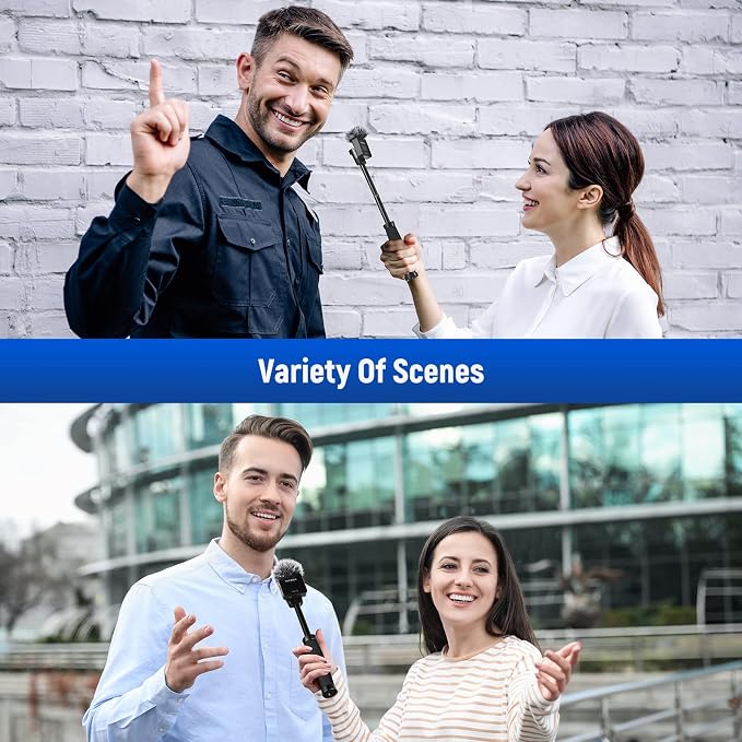 NEEWER 12"/30cm Telescoping Interview Mic Handle for Wireless Go, Lavalier Video Microphone Handheld Adapter with Cold Shoes Compatible with RODE Wireless Go II DJI Mic NEEWER CM22, MS004
