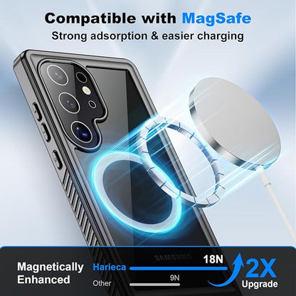 for Samsung Galaxy S24 Ultra Waterproof Case with Magsafe, Built-in Magnetic & Screen Protector, IP68 Certified Full Body Shockproof, for Water Sports Underwater Photography, 6.8" Black