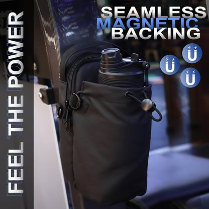 Magnetic Gym Sling Bag for Men & Women | Waterproof Travel Bag with Bottle Holder, USB Port, Adjustable Strap & Phone Pocket (MAX 50oz / 1.5L Bottle)