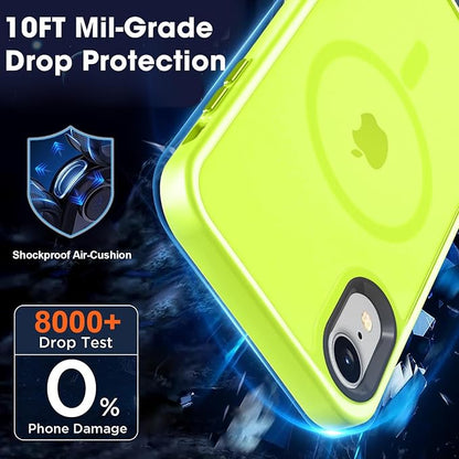 MOCCA Strong Magnetic for iPhone XR Phone Case, [Compatible with Magsafe][Mil-Grade Drop Protection] Slim Thin Translucent Matte Protective Cover Case for iPhone XR Case 6.1'', Fluorescent Green