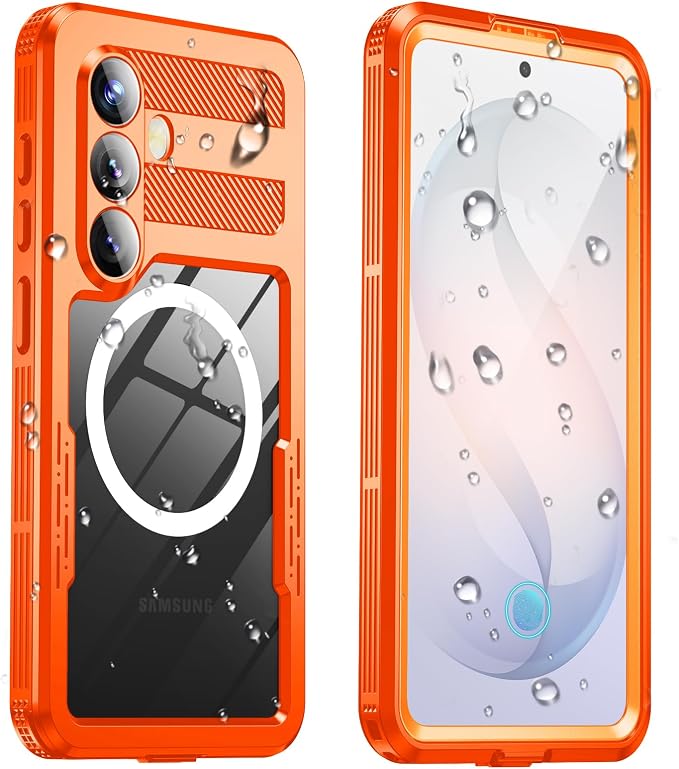 for Samsung Galaxy S26 Waterproof Case, [Fit for Magsafe] [IP68 Water Proof] [Built-in Screen Protector], Magnetic Heavy Duty Military Grade Rugged Phone Case for S 26 6.3", Orange