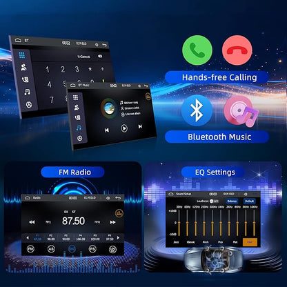 7'' Wireless Double Din Car Stereo Carplay Radio Screen for Car Audio Receivers, Bluetooth Car Play Android Auto Touchscreen, Mirror Link, FM/AM, Backup Camera, Type-C