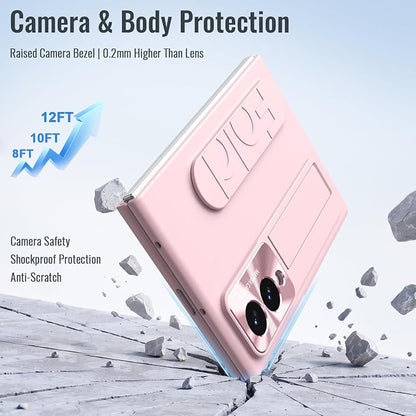 for Samsung Galaxy Z Fold 8 Case with Wristband Stand, Built-in Screen & Lens Protection Shockproof Full Body Drop Fall Protection.(Pink)