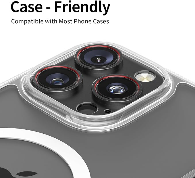 Ultra-Slim Aluminum Alloy Lens Cover for iPhone 14-16 pro - Metal Camera Bumper Frame Only -Scratch Resistant, Easy Installation, Black-red
