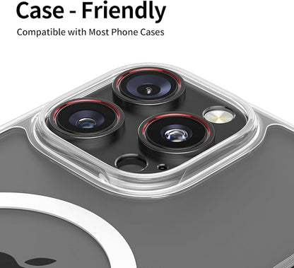 Ultra-Slim Aluminum Alloy Lens Cover for iPhone 14-16 pro - Metal Camera Bumper Frame Only -Scratch Resistant, Easy Installation, Black-red