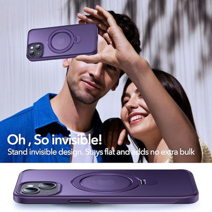 Anqrp 360° All-in-ONE Stand Case for iPhone 14/13 Case with Rotatable Magnetic Kickstand Ring Holder, Compatible with MagSafe, MIL-Grade Shockproof iPhone 14/13 Phone Case Cover 6.1" Purple