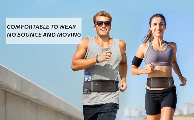 SooGree Men Women Running Belts,Slim Sport Belts,Waterproof Running Fanny Pack,Waterproof Running Waist Packs with Reflective Strip,Runner Belt for Running Walking Cycling Camping Gym (Orange)
