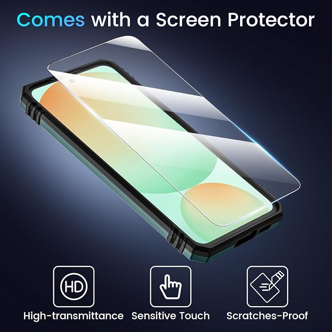 Caka for Samsung Galaxy S24 FE Case [HD Screen Protector] [Full Camera Lens Cover] [360°Rotated Kickstand Ring] [Heavy Duty Protection] Hard Rugged Protective Phone Cover for S24 FE - Alpine Green