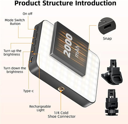 Magnetic Selfie Light for Cell Phone, gliship 128 Led Selfie Light Compatible with Magsafe Rechargeable Portable Clip Fill Light with 3 Lights Modes for Phone Camera Laptop Camera