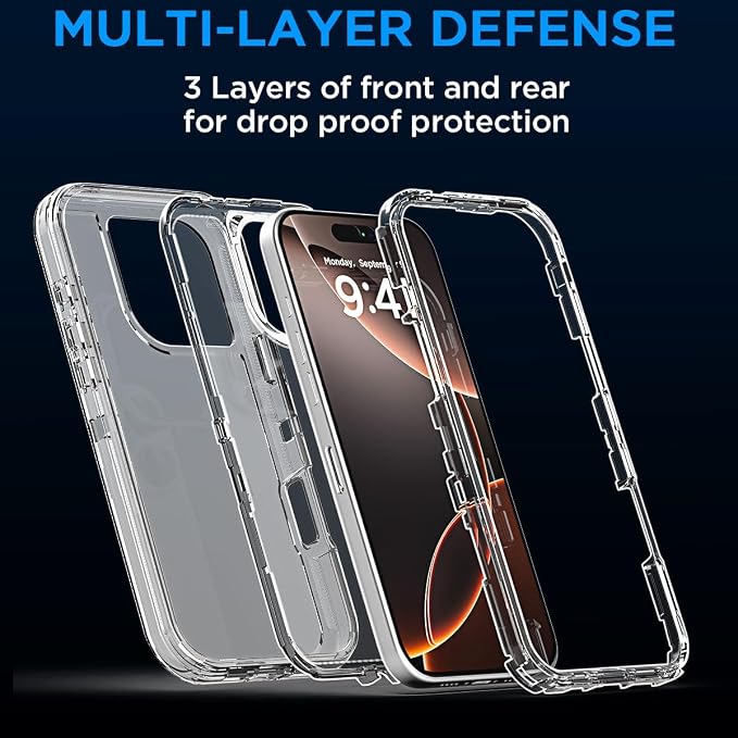 AICase for iPhone 16 Pro Max Case Clear 3 in 1 Heavy Duty Drop Protection Full Body Rugged Shockproof/Dust Proof 3-Layer Military Protective Tough Durable Cover for iPhone 16 Pro Max 6.9"_1