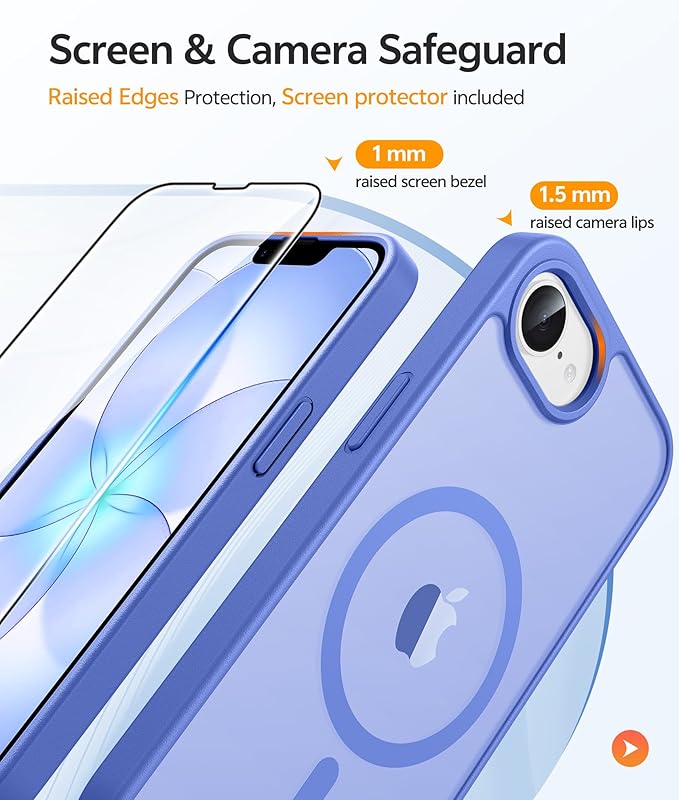 FNTCASE for iPhone 17e Case: iPhone 16e Phone Case [Compatible with Magsafe] Translucent Matte Cases with [Screen Protector] Military Grade Shockproof Protective Phone Cover - Ultramarine