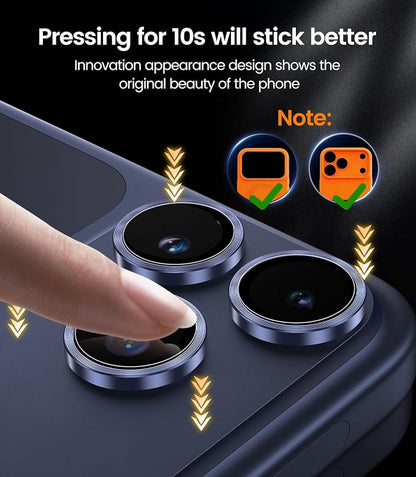 iGluz 2 Pack Anti-Reflection Camera Lens Protector for iPhone 17 Pro Max/iPhone 17 Pro [98% Transmittance][1-Step Installation][Strong Adsorption] 9H Shatterproof Tempered Glass-Blue Titanium