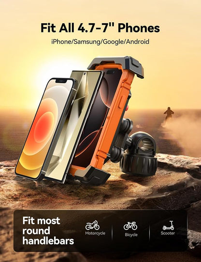 JOYROOM Anti-Shake Bike Phone Holder - 2026 Dual Vibration Dampener, Ultra Stable Motorcycle Phone Mount for iPhone & Android 4.7-7”, Handlebar Mount for Bicycle/Motorbike/Scooter, for GPS Navigation
