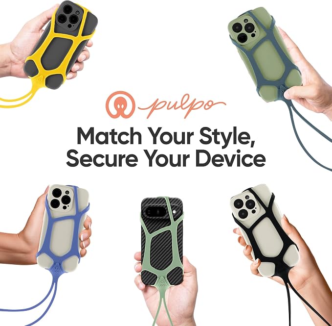 Pulpo Safety Cell Phone Lanyard Grey Fits Smartphones 6.1 to 6.8” - Anti Theft Phone Strap for Men & Women, Lanyards for Phones, Hiking Phone Holder & Cellphone Lanyard, Silicone Crossbody Straps
