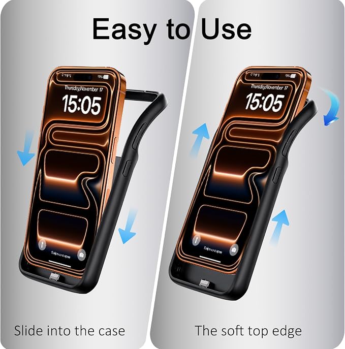 Battery Case for iPhone 17 Pro (8500mAh),Rechargeable Extended Fast Charger Charging Case with Kickstand, Portable Protective Battery Back Pack Cover for iPhone 17 Pro(6.3") Black
