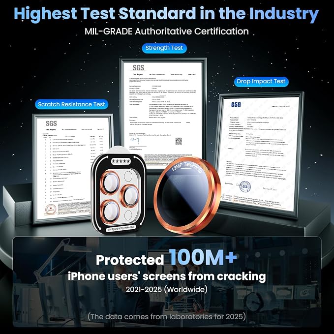Uyiton for iPhone (17/16/15/14 Pro Max) and iPhone (17/16/15/14 Pro) Camera Lens Protector - Military-Grade Tempered Glass Metal Camera Cover, Easy to Install, Cosmic Orange+Red