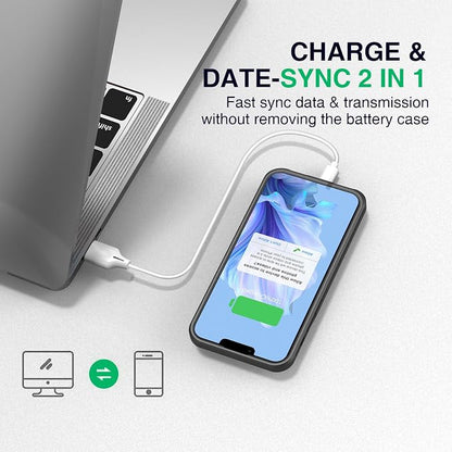 Battery Case for iPhone 14 Pro Max/14 Plus/13 Pro Max/12 Pro Max, Rechargeable Case Charger Soft TPU Anti-Slip Slim 8000mAh 15W Fast Charging Juice Box for 12/13/14 Pro Max/14 Plus 6.7inch-Black