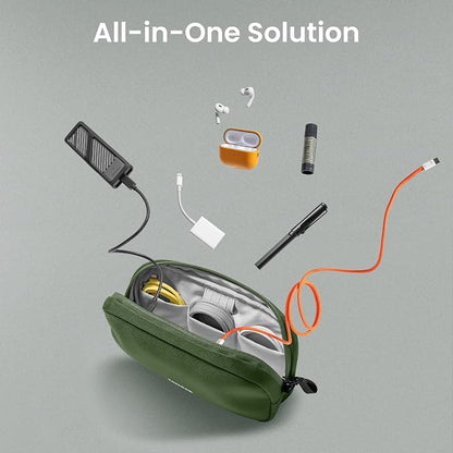 tomtoc Electronics Organizer Travel Case, Water Resistant Travel Bag Cable Organizer for Essentials, Tech Pouch Accessories Carry Storage for Cord, Phone, Cables, Airpods, USB Flash Drive, Daily Items | Water Resistant Tech Pouch Accessories Travel Bag...