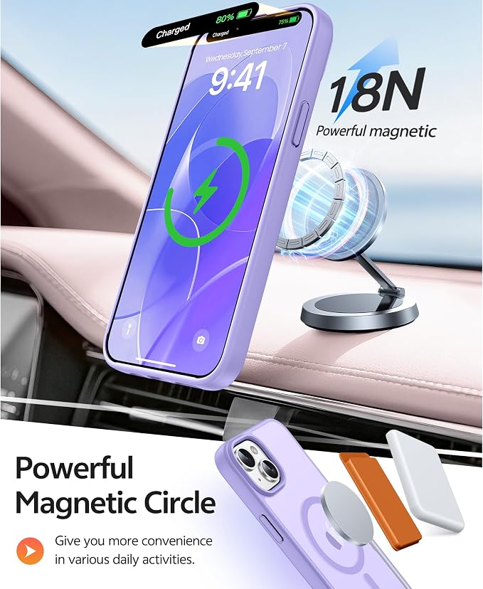 FNTCASE for iPhone 15 Plus Case: for iPhone 14 Plus Case Translucent Matte Military Grade Protective Phone Cover - Slim Anti-Slip Durable Shockproof Drop Protection Cases - Light Purple