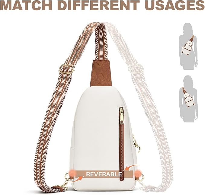 SYTRAH Anti Theft Crossbody Bags for Women, RFID Sling Bag Travel Purse, RFID Cross Body Purses Chest Bag for Travel Beige Brown