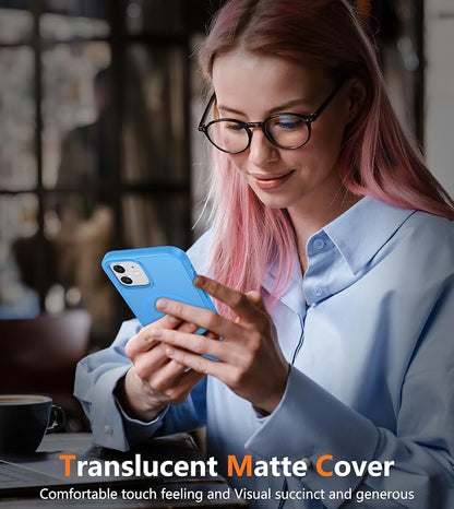 FNTCASE for iPhone 12 Phone Case: for iPhone 12 Pro Magnetic Matte Textured Military Grade Drop Protection Translucent Cell Cover - Slim Durable Shockproof Protective Bumper