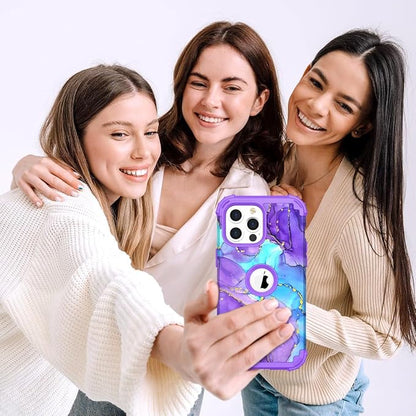 Hocase for iPhone 15 Pro Case, Heavy Duty Shockproof Protection Soft Silicone Rubber Bumper+Hard Plastic Hybrid Protective Case for iPhone 15 Pro 6.1" 2023 - Purple Meets Blue