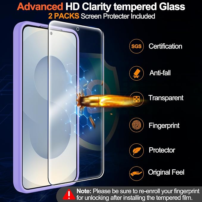 MOZOTER for Samsung Galaxy S25 Case with Magnetic,[Compatible with MagSafe][15Ft Military Dropproof][2*Screen Protector] Translucent Matte Anti-Slip Back Slim Shockproof Case for S25,(Purple)