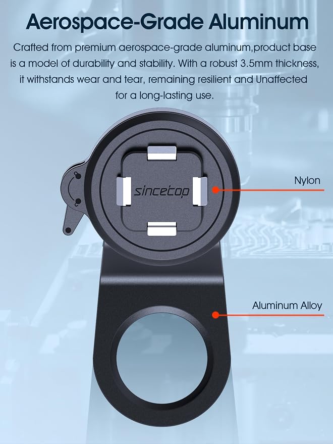 sincetop Bike Phone Mount - Series Q [ Quad ] - Mountain Bicycle Stem Phone Holder - Quick Lock & Release - Aluminum Handlebar Cycling Cell Holder for MTB Ebike Road Electric Gravel Bikes