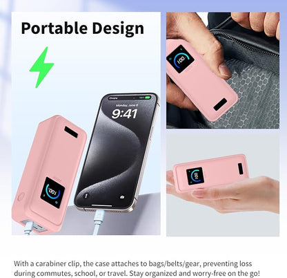 Case for Anker Prime Power Bank(26250mAh 300W)– Soft Silicone Protective Cover Compatible with Prime Power Bank(26250mAh 300W),Shockproof Anti-Scratch Slim Fit Case,Pink