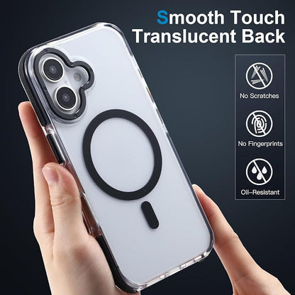 Strong Magnetic Case for iPhone 16 [10Ft Military-Grade Protection] Compatible with fit MagSafe Shockproof Slim Thin Cover 6.1 inch 16 Phone case, Clear Black