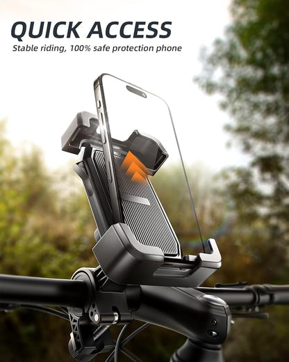 Delobon Motorcycle Phone Mount with Safety Lock, One-Hand Operation Bike Phone Holder for Electric Scooter/ATV/Bicycle Handlebar, for iPhone Samsung 4.7–7.0 in Smartphones