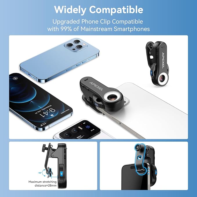 Evil Eye 40X-80X-120X Phone Microscope, Digital Microscope with CPL Filter, 16 LED, 8 UV LED, Wheel Design, Portable Microscope with Universal Clip, Ideal for iPhone 17/16/15/14/13, Samsung & Android