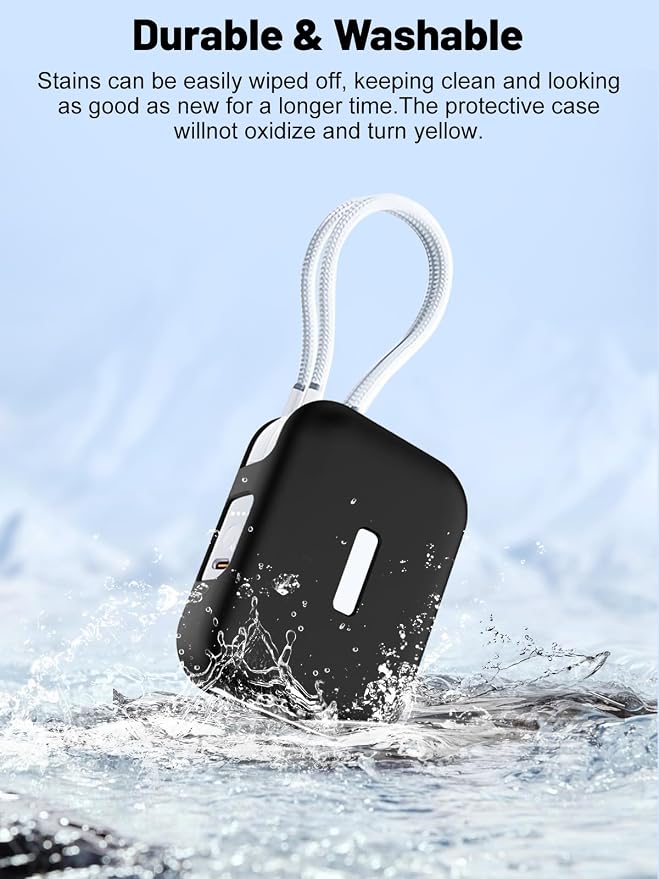 Silicone Protective Case Compatible with TORRAS EasyGo Power Bank 45W Ultra-Fast Charging 10000mAh, Full-Body Protective Cover with Precise Cutouts, Shockproof & Scratch-Resistant Sleeve (Black)