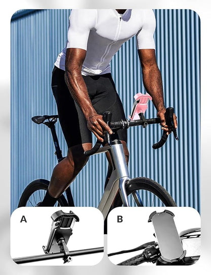 ROCKBROS Bike Phone Holder - Motorcycle & Scooter Mount, Adjustable, Shockproof, Security Lock, 4.7'-6.8' Phones 2-Pack (Handlebar Mount Pink + White)