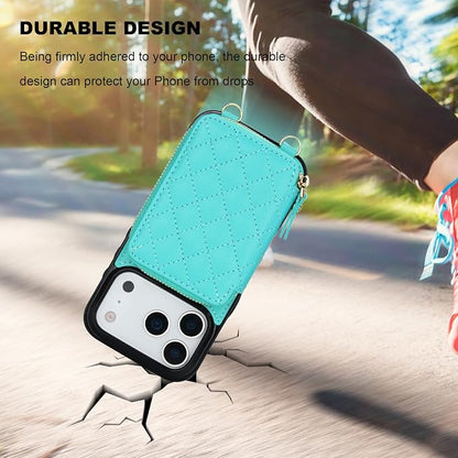 Bocasal Crossbody Wallet Case for iPhone 17 Pro, RFID Blocking PU Leather Zipper Handbag Purse Flip Cover, Kickstand Folio Case with Card Slots Holder Wrist Strap Lanyard 5G 6.3 Inch (Mint Green)