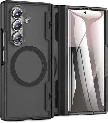 Caka Magnetic for Samsung Galaxy Z Fold 8 Ultra Case with Hinge Protection | Compatible with MagSafe, Built-in Outer Screen Protector, Hinge Guard, Translucent Matte Back, 360° Hybrid Drop Defense