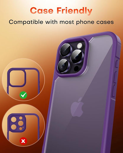 TOCOL for iPhone 14 Pro Max Camera Lens Protector/iPhone 14 Pro Camera Lens Protector Tempered Glass HD Individual Scratch Resistant Cover Accessories Case Friendly 2 Pack（Purple）