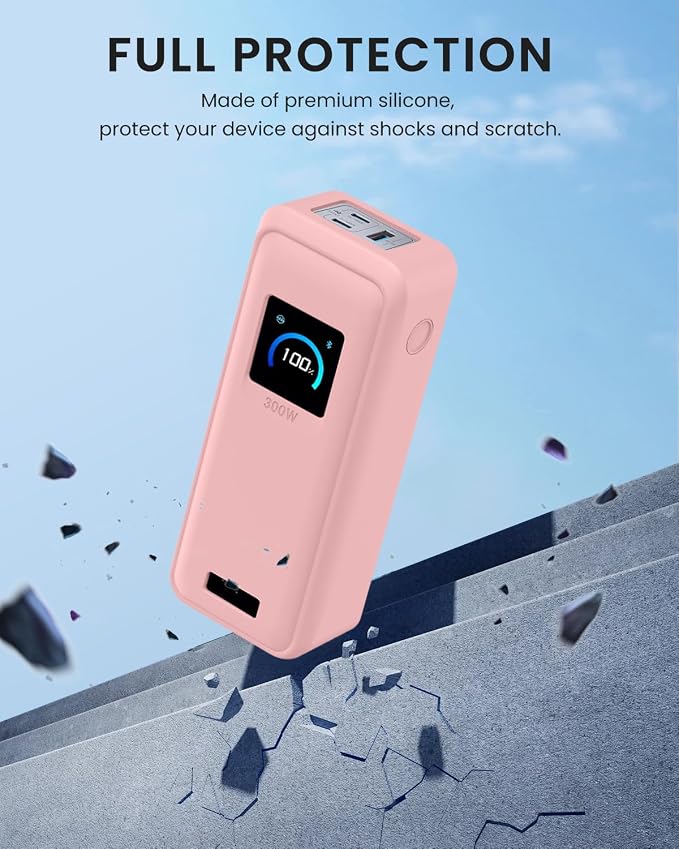 Silicone Case for Anker Prime Power Bank 300W 26,250mAh,Full-Body Protective Cover for Anker Prime Power Bank 300W,Precise Port Cutouts (Case Only) Pink