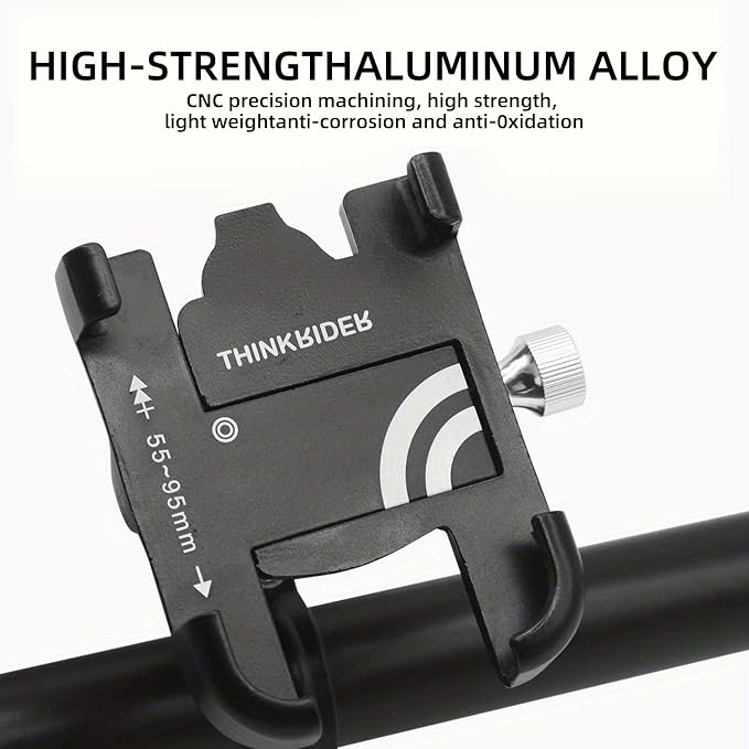 ThinkRider The Ultimate MTB Phone Mount Stand: 360° Rotatable Aluminum Adjustable Non-Slip Cycling Bracket
