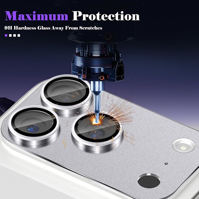 Camera Lens Protector for iPhone 17 Pro Camera Lens Protector [Strong Adsorption] [Not Easy to Break] Metal Tempered Glass Rear Camera Screen Cover - Titanium Grey