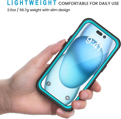 Lanhiem for iPhone 15 Case, IP68 Waterproof Dustproof Shockproof Cases with Built-in Screen Protector, 360 Full Body Protective Heavy Duty Rugged Phone Cover for iPhone 15-6.1 inch (Blue)