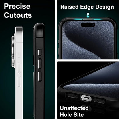 360° Magnetic Swivel Ring for iPhone 15 pro max case, Built-in Metal Stand and Ring Holder, Magsafe Compatible, Military Grade Protection, Shock Resistant - Black