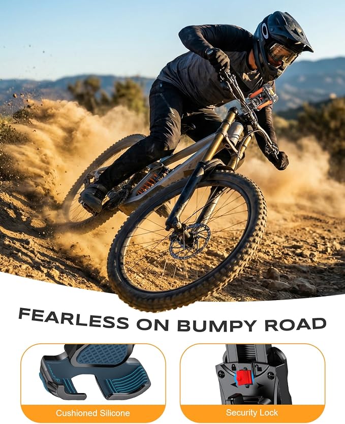 Zewdov Motorcycle Phone Mount [Secure Grip][Anti-Drop], Upgrade Bike Phone Holder [1s Stable Lock], 360° Rotatable Phone Holder for Mountain Bike/ATV, Fits for iPhone/Samsung 4.7-6.8", Clamp Mount